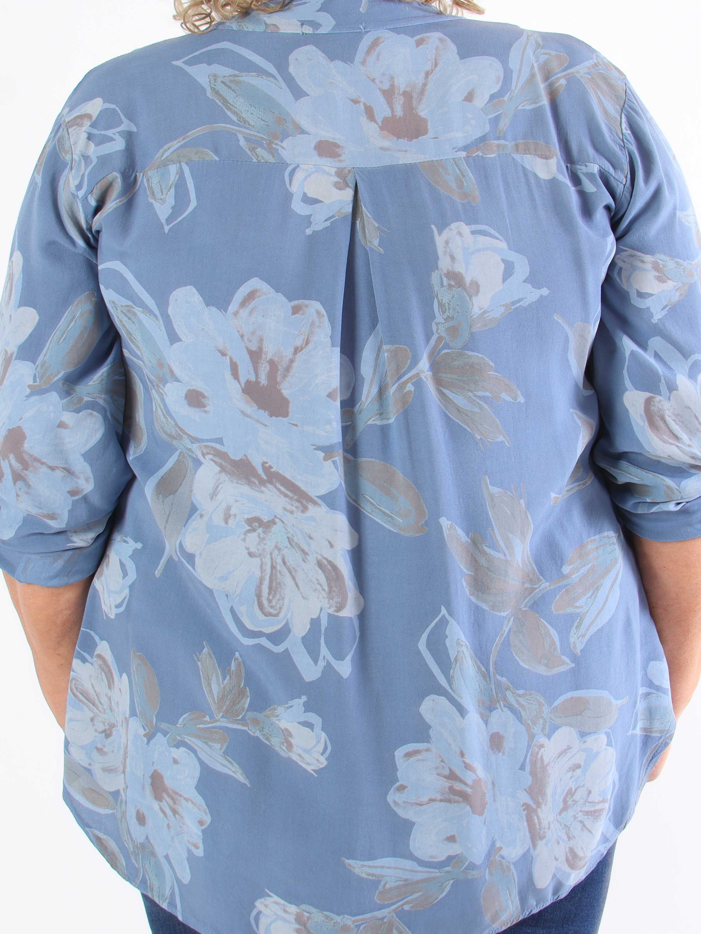 Ella - Sød plus size tunika i viskose med blomster motiver